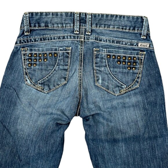 Cruel Keri Studded Boot Cut Blue Jeans Size 5 R Low Rise Slim Fit Medium Wash - Picture 5 of 10